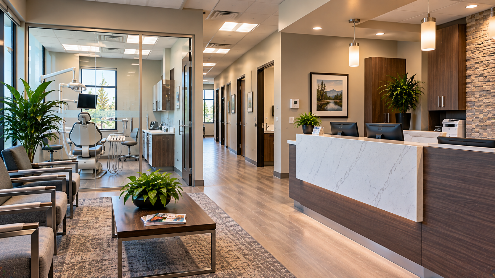 Medical office reception and waiting area