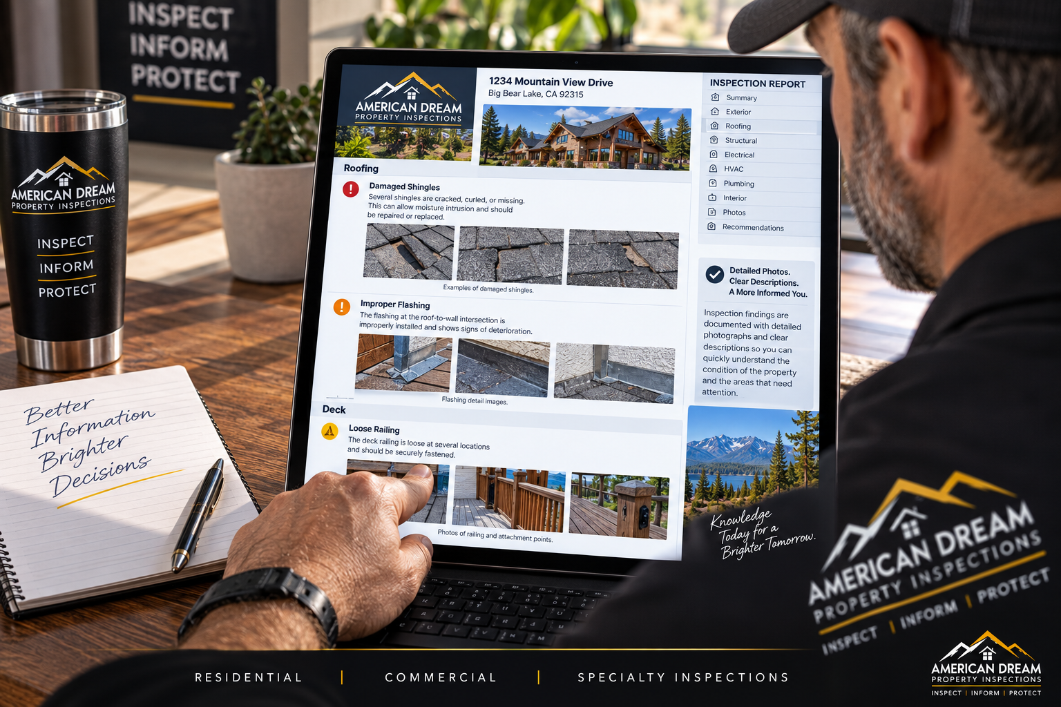 Detailed home inspection report with photographs and findings