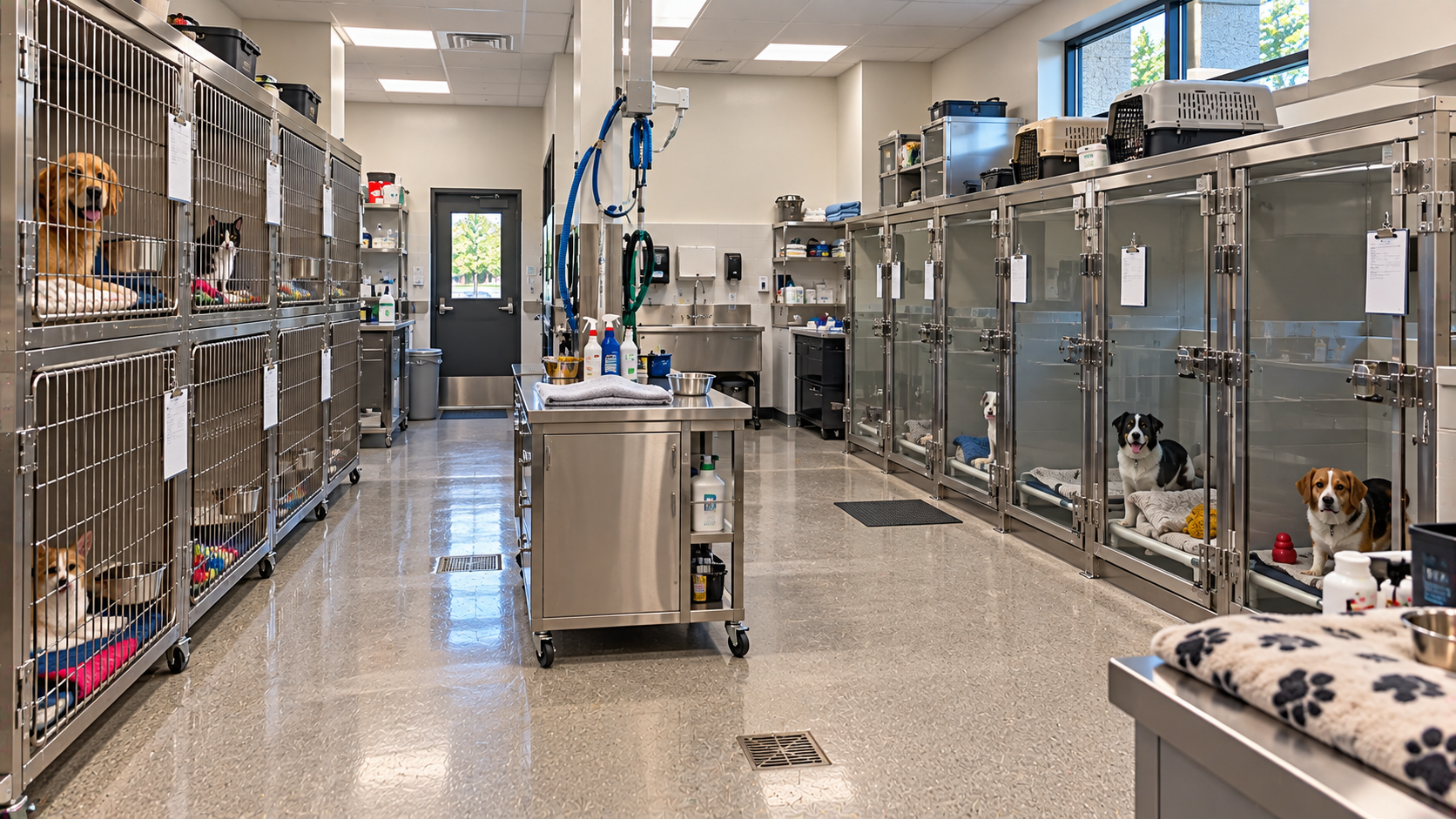 Veterinary treatment and kennel areas